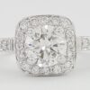 Natural Round Diamond Halo Engagement Ring 1.22 ct 14k White Gold Retail 5K