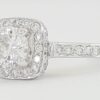 Natural Round Diamond Halo Engagement Ring 1.22 ct 14k White Gold Retail 5K