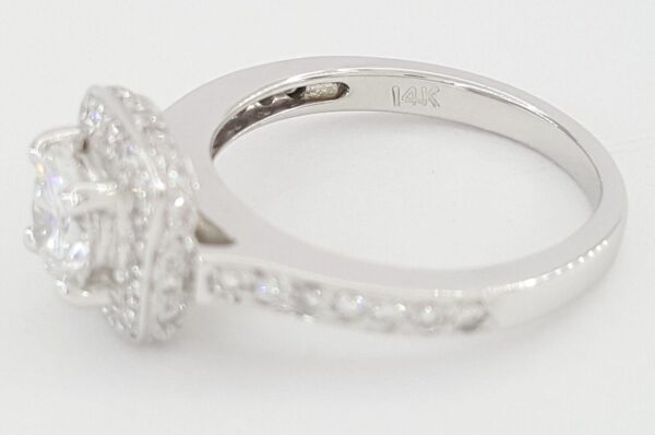 Natural Round Diamond Halo Engagement Ring 1.22 ct 14k White Gold Retail 5K