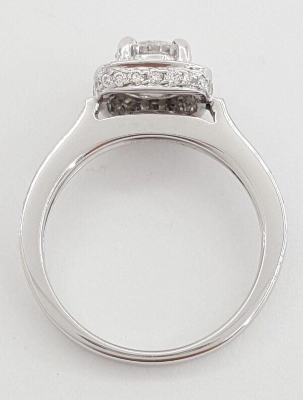 Natural Round Diamond Halo Engagement Ring 1.22 ct 14k White Gold Retail 5K