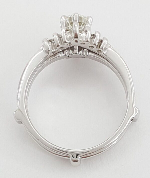 Round Diamond Engagement Ring & Wedding Band Jacket 0.72 ct 14k White Gold