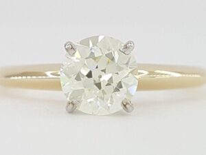 Old European Cut Diamond Solitaire Engagement Ring 0.77ct 14k 2-Tone Gold