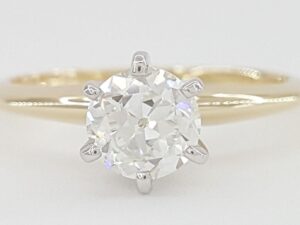 Vintage Old European Cut Diamond Solitaire Engagement Ring 14k 2-Tone 0.76ct GIA