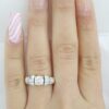 Round Brilliant & Baguette Cut Diamond Engagement Ring 0.95 ct 14k Two-Tone Gold