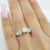 Round Brilliant & Baguette Cut Diamond Engagement Ring 0.95 ct 14k Two-Tone Gold