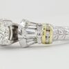 Round Brilliant & Baguette Cut Diamond Engagement Ring 0.95 ct 14k Two-Tone Gold