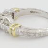 Round Brilliant & Baguette Cut Diamond Engagement Ring 0.95 ct 14k Two-Tone Gold