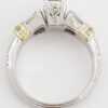 Round Brilliant & Baguette Cut Diamond Engagement Ring 0.95 ct 14k Two-Tone Gold