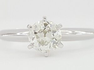 Old European Cut Diamond Solitaire Engagement Ring 0.52 ct 14k White Gold