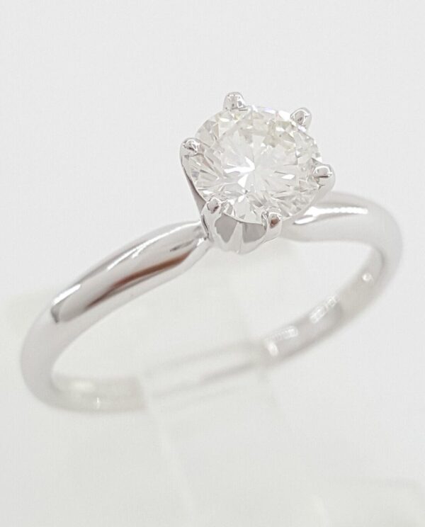 Round Brilliant Diamond Solitaire Engagement Ring 14k White Gold 0.6 ct GIA
