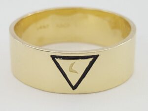 Masonic Freemasons Virtus Junxit Mors Men's Ring 14K Gold 7.4 mm