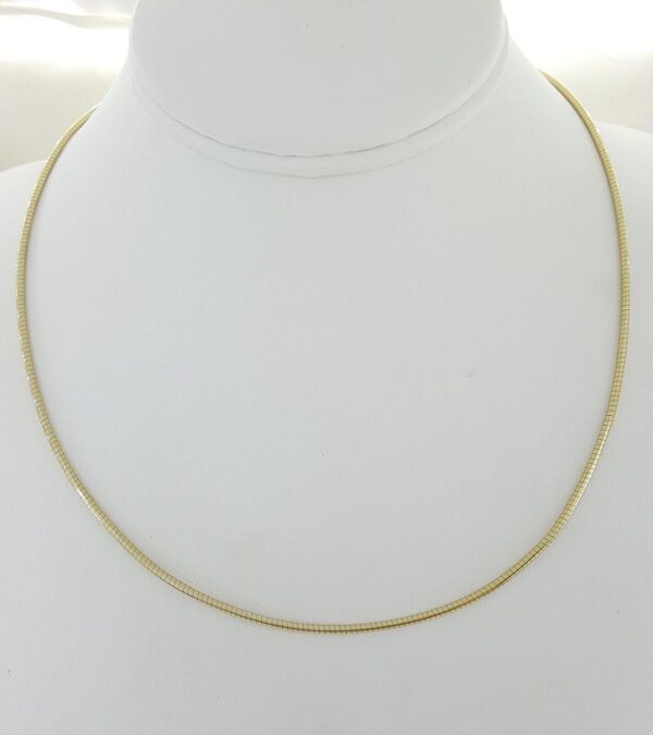 Solid 14K Yellow Gold Italy Round Omega Chain Necklace 18" 11.7 Grams