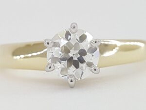 Old European Cut Diamond Solitaire Engagement Ring 0.67 ct 14k Yellow Gold