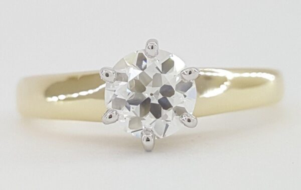Old European Cut Diamond Solitaire Engagement Ring 0.67 ct 14k Yellow Gold