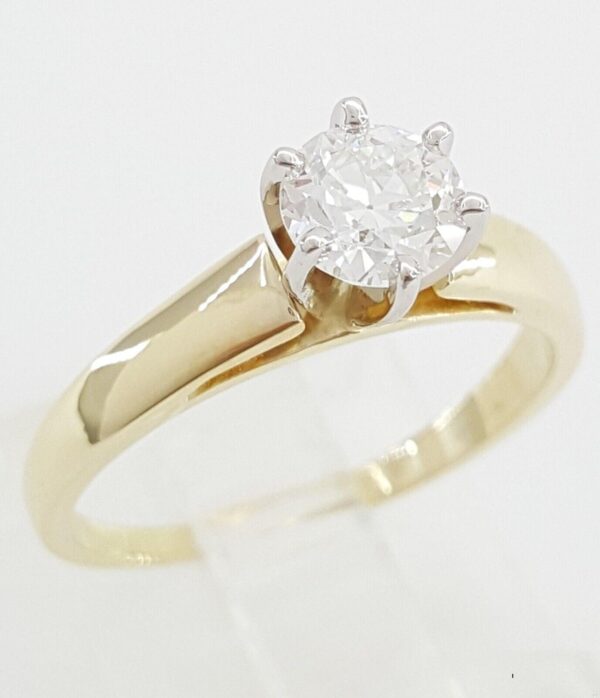 Old European Cut Diamond Solitaire Engagement Ring 0.67 ct 14k Yellow Gold