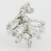 Vintage Marquise & Round Diamond Cocktail Statement Ring 1.8 ct 14k White Gold