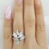 Vintage Marquise & Round Diamond Cocktail Statement Ring 1.8 ct 14k White Gold