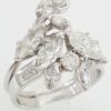 Vintage Marquise & Round Diamond Cocktail Statement Ring 1.8 ct 14k White Gold