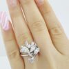 Vintage Marquise & Round Diamond Cocktail Statement Ring 1.8 ct 14k White Gold