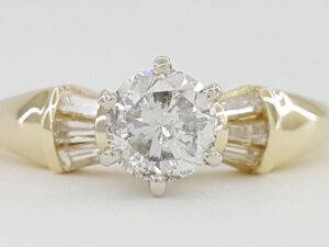 Salt & Pepper Diamond Solitaire Engagement Ring 0.7 ct 14K Yellow Gold