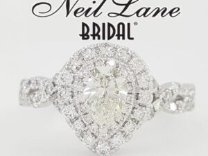 Neil Lane Pear Diamond Halo Crossover Engagement Ring 1.14 ct 14k Rtl 4.3k