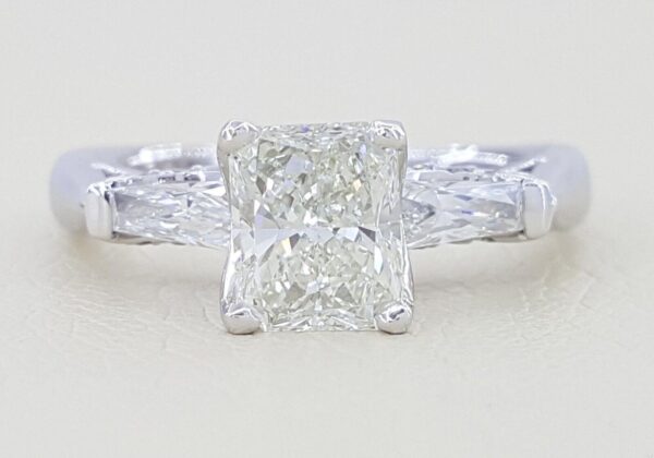 Verragio Rectangular Radiant Cut Diamond Platinum Engagement Ring 1.6 ct Rtl 11k