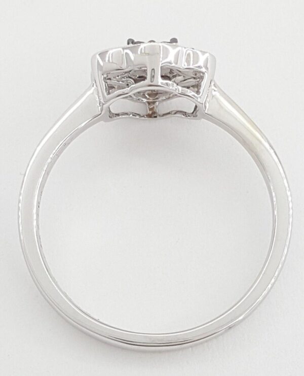 Natural Black & White Diamondm Flower Halo Ring 14Kt White Gold 0.32 ctw