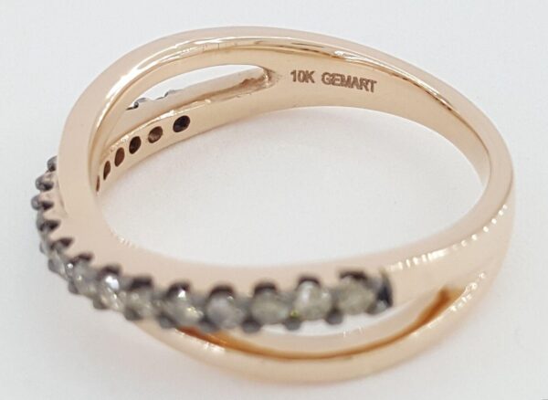 Chocolate Round Diamond Crossover Stackable Ring 0.4 ct 10K Rose Gold
