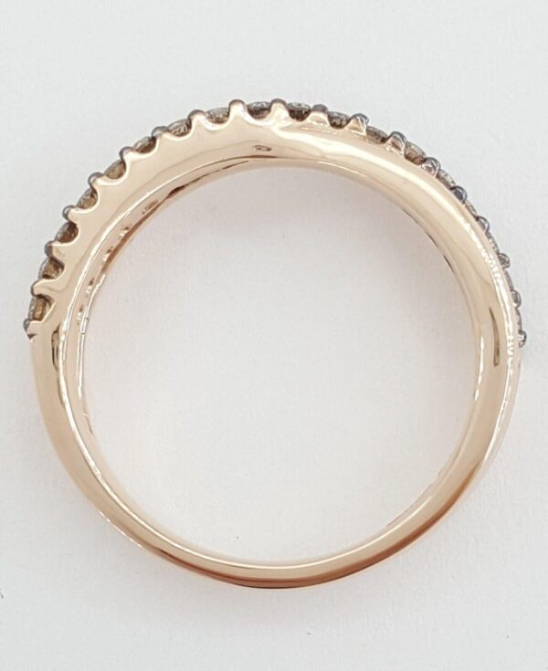 Chocolate Round Diamond Crossover Stackable Ring 0.4 ct 10K Rose Gold