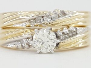 Round Brilliant Diamond Engagement Ring Set 0.36 ct 14k Yellow Gold