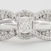 Princess Cut Diamond Engagement Ring 2 Wedding Band Set 0.92 ct 14K White Gold