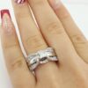 Princess Cut Diamond Engagement Ring 2 Wedding Band Set 0.92 ct 14K White Gold