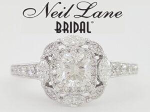 Neil Lane Cushion Marquise Diamond Halo Engagement Ring 1.75 ct 14k W Gold 6250