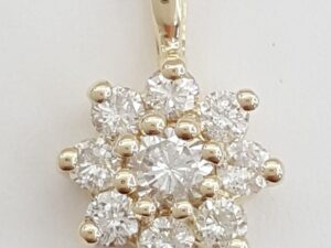 Natural Round Brilliant Cut Diamond Halo Pendant in 14K Yellow Gold 0.5 ct