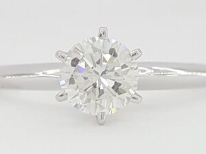 Round Brilliant Diamond Solitaire White Gold Engagement Ring 0.68 ct 14k GIA