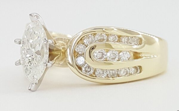 Marquise Cut Diamond Engagement Ring 1.26 ct 14K Yellow Gold GIA Retail 3,495