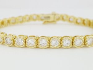 Round Brilliant Diamond 5.7 ct Straight Line Tennis Bracelet 18k Gold Rtl 30K