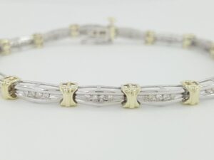 Round Cut Diamond 10k Two-Tone Yellow & White Gold 0.5 ct Tennis Bracelet