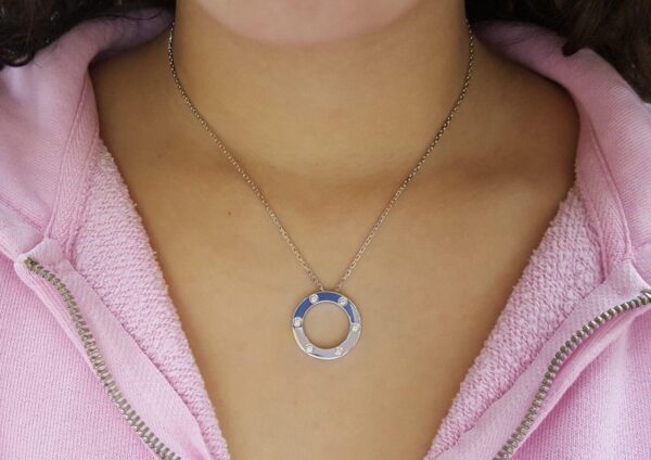 Cartier Love 6 Diamonds 18K White Gold Necklace 0.18 ct 23.6 mm 14 Grams 16"
