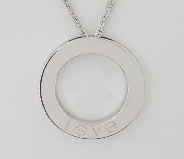 Cartier Love 6 Diamonds 18K White Gold Necklace 0.18 ct 23.6 mm 14 Grams 16"