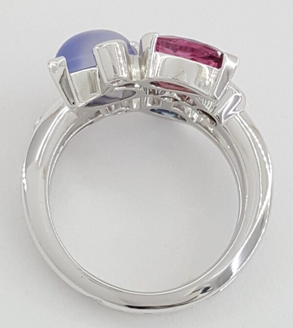 Vintage Cartier Meli Melo Diamond & Multicolor Gemtones Platinum Ring Sz 52 US 6