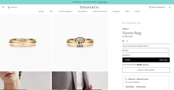 Tiffany & Co. T Narrow Ring 18K Yellow Gold 4.5 mm