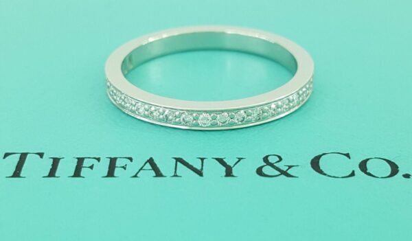 Tiffany & Co Grace Half Circle Round Diamond Platinum Wedding Band Ring 0.22 ct