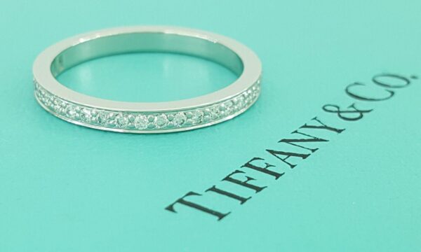 Tiffany & Co Grace Half Circle Round Diamond Platinum Wedding Band Ring 0.22 ct