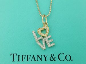 Tiffany & Co Love Diamond 18k Rose and White Gold Necklace 0.12 ct 16"