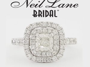 Neil Lane Cushion Diamond Double Halo Engagement Ring 1.2 ct 14K White Gold