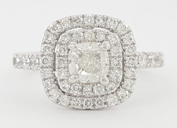 Neil Lane Cushion Diamond Double Halo Engagement Ring 1.2 ct 14K White Gold