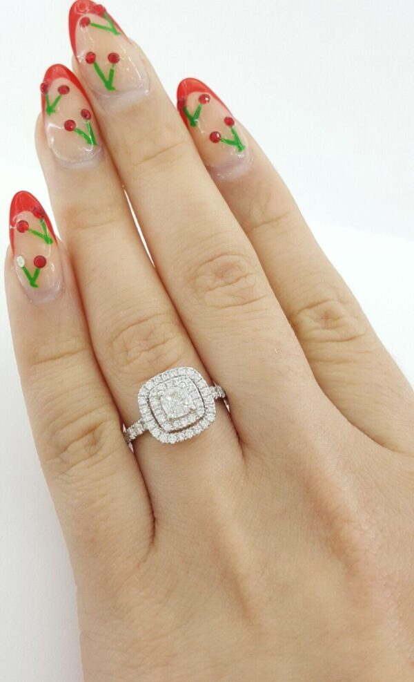 Neil Lane Cushion Diamond Double Halo Engagement Ring 1.2 ct 14K White Gold