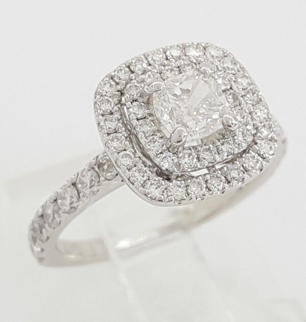 Neil Lane Cushion Diamond Double Halo Engagement Ring 1.2 ct 14K White Gold