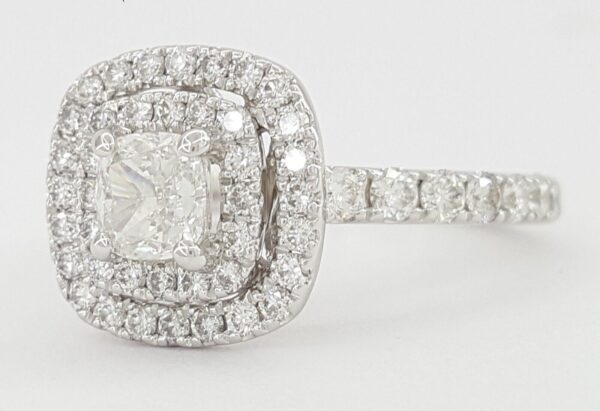 Neil Lane Cushion Diamond Double Halo Engagement Ring 1.2 ct 14K White Gold